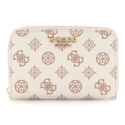 Afbeelding van GUESS Portemonnee Laurel Zip Around Wallet Cream Logo Crème