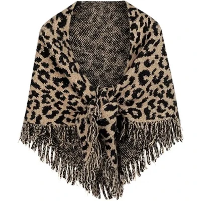 Afbeelding van Omslagdoek Sjaal Poncho Panterprint Camel