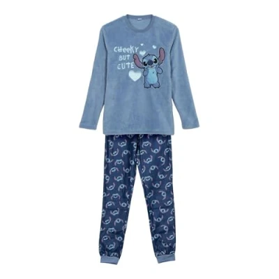 Afbeelding van CERDÁ LIFE&#039;S LITTLE MOMENTS Stitch pyjama, Blauw, maat XS, lange 2 delig, borduurpatroon, origineel product, XS