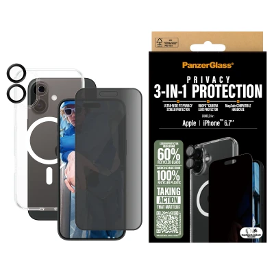 Afbeelding van PanzerGlass PG 3 in 1 Priv Bundle iPhone 16 6.7Inch