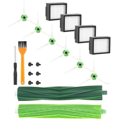 Afbeelding van Borstels reserveonderdelen voor iRobot Roomba E &amp; I serie, accessoires compatibel met E5 E6 i7 i7+ i3 i3+ i4 i4+ i6 i6+ j7 j7+,reserveonderdelen 1 paar multivloerborstel, 4 filters, 6 zijborstels