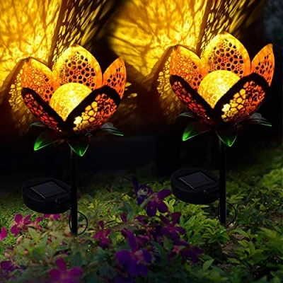 Afbeelding van ALLOMN Zonne Energie Tuin Buiten, 2 Stks Buiten Route Decoratieve Lamp Landschap Lichten IP65 Waterdicht Pad Gazon Tuinlampen Mooi Bloemontwerp