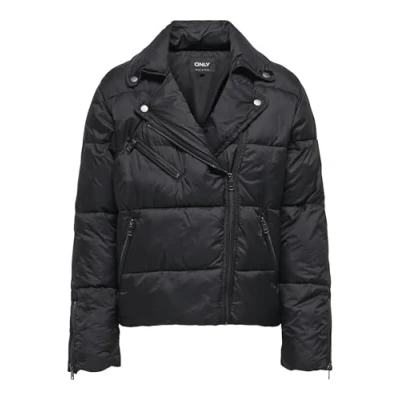 Afbeelding van ONLY Onlvanilla Puffer Biker Jacket Winterjas, Dames, Maat: Small, Black