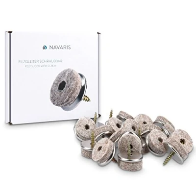Afbeelding van Navaris viltjes met schroef Set Van 20 viltglijders 20x vloerbeschermer 25 mm Antikras meubelonderzetters vilt en metaal Rond