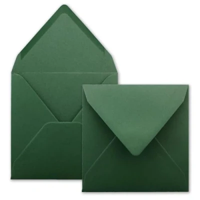 Afbeelding van FarbenFroh Vierkante enveloppen in mosgroen (groen), 15,5 x cm, zonder venster, met natte plakrand, 110 g/m², voor uitnodigingskaarten bruiloft, verjaardag en meer