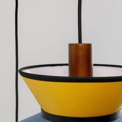 Afbeelding van Kare hanglamp Riva, meerkleurig, textiel, hout, 5 lamps