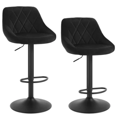 Afbeelding van WOLTU Roze Barkrukken Set van 2, 360Draaistoel Verstelbare Barstoelen in Fluweel en Metaal met Rugleuning,BH219rs 2