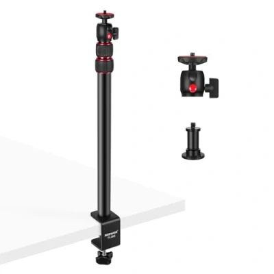 Afbeelding van NEEWER Cameratenhouder met kogelkop, 17 40 inch verstelbaar tafellichtstatief 1/4 schroef en C klem voor DSLR camera, ringlicht, live stream, vlog, maxi belasting: 3 kg, TL283 (rood)