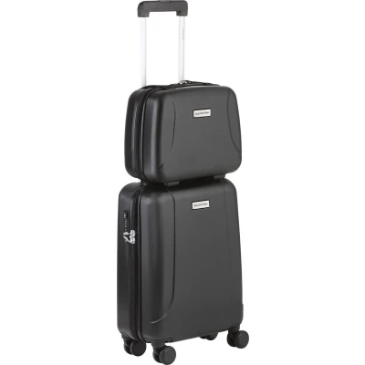 Afbeelding van CarryOn Skyhopper Handbagage en Beautycase   55cm TSA Trolley  Make up koffer   Zwart