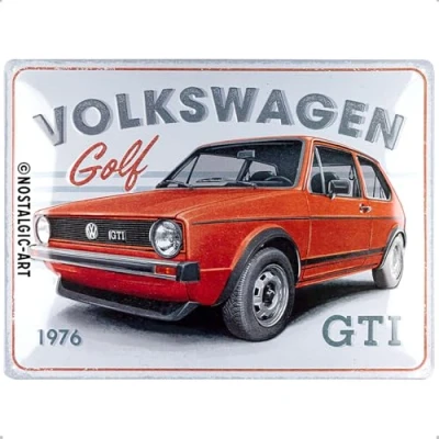 Afbeelding van Nostalgic Art Retro metalen bord, 30 x 40 cm, VW Golf GTI 1976 Cadeau idee voor Volkswagenbus fans, Official License Product (OLP), van metaal, vintage design