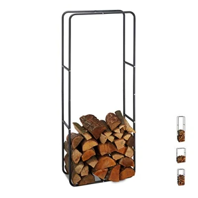 Afbeelding van relaxdays Brandhout rek haardhout opslag binnen buiten metaal 150 x 60 25 cm