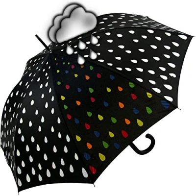 Afbeelding van iX brella Glasvezel, stokscherm, automatische wetprint, kleurverandering bij natheid, paintdrops, Raindrops., Stockschirm Automatik