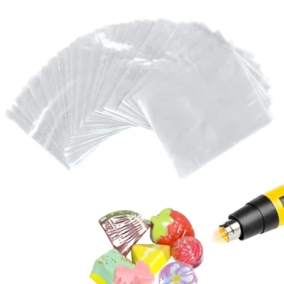 Afbeelding van 100Pcs POF Krimpfolie Zakken 17X23Cm Clear Wrap Voor Zelfgemaakte Diy Verpakking Zeep Bad Bom Kaars