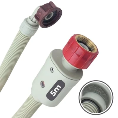 Afbeelding van LICHTBLAU Aquastop slang, 5,0 m, veiligheidstoevoerslang 2995, met metalen schroefdraad, voor wasmachine en vaatwasser, universele toevoerslang, aquastopp waterstop