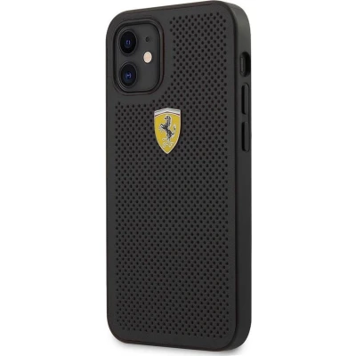 Afbeelding van iPhone 12 Mini Backcase hoesje Ferrari Effen Zwart Kunstleer