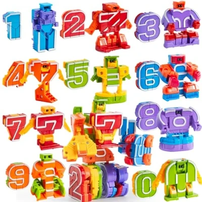 Afbeelding van JOYIN 10 stuks robotactiefiguren speelgoed voor kinderen nummer leren, verjaardagsfeest, schoolklasbeloningen, carnavalsprijzen, voorschools educatief speelgoed, paasmandvullers