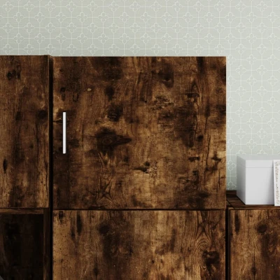 Afbeelding van Wandkast 45x42,5x40 cm bewerkt hout gerookt eikenkleurig