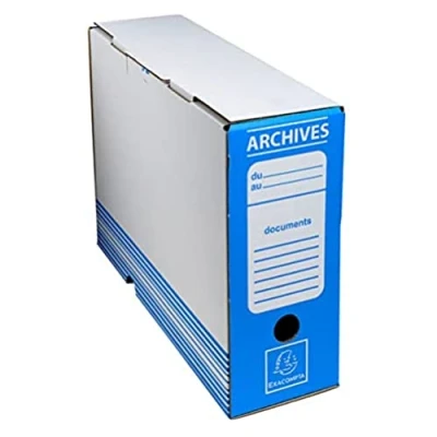 Afbeelding van Exacompta ref. 261005H Doos van 50 kraft binnendozen 80 mm rug Formaat A4 25 x 35 cm Kleur blauw Plat geleverd