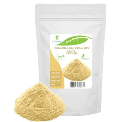Afbeelding van Gele Braziliaanse klei 200 gr DIY gezichtsmaskers, lichaamsmaskers, haarmaskers, zachte peelings en scrubs, zeep maken, anti aging huidversteviging, natuurlijk chemicaliënvrij