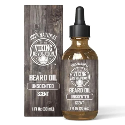 Afbeelding van Viking Revolution Beard Oil for Men Unscented 30ml All Natural With Organic Argan &amp; Jojoba Oils Softens Strengthens Beards And Mustaches Gifts