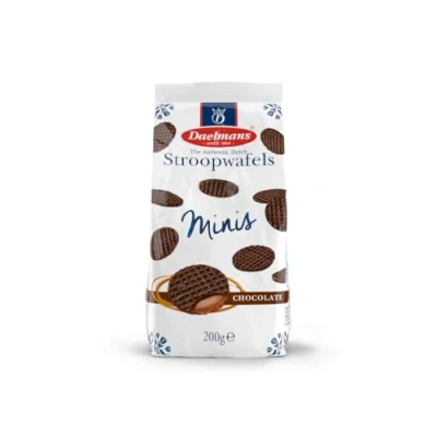 Afbeelding van Daelmans Stroopwafels Mini chocolade wafels, 25 x 8 gram in bodemzak Authentieke Nederlandse karamelwafels, Stroopwafel