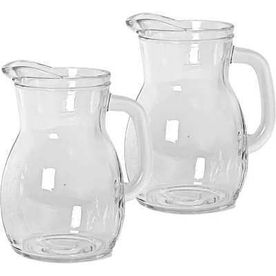 Afbeelding van 2x stuks glazen sap/waterkannen 1 liter Waterkannen