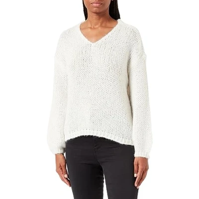 Afbeelding van Bestseller A/S Dames VMADA LS V hals GA NOOS trui, sneeuwwit, M, Snow White, M