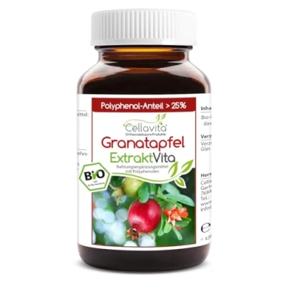 Afbeelding van Cellavita Vita granaatappel extract met 40% ellagzuur, zonder extra toevoegingen en reuselhulp, veganistische capsulehoes, 120 capsules