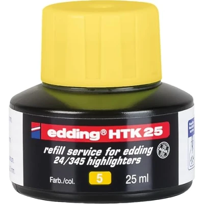 Afbeelding van edding HTK 25 navulinkt voor highlighter e 24/e 345 geel ml met capillairsysteem, ideaal het schoon en ongecompliceerd navullen van highlighters 24