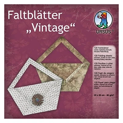 Afbeelding van Ursus 3275199 vouwbladen vintage, ca. 20 x cm, 80 g/m², gesorteerd in 10 ontwerpen, 120 vellen