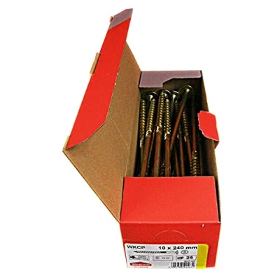 Afbeelding van KLIMAS Houtschroeven, platkopschroeven, Torx schroeven, geel, platte kop, voor dakconstructies schroeven houtconstructies 10x 240 mm 25 stukken