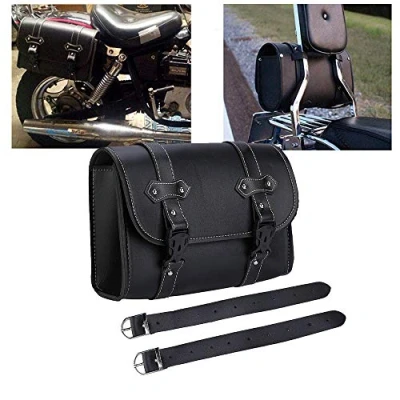 Afbeelding van Zadeltas van leer motorfiets zwart set reistas universeel voor Harley Davidson opbergtas