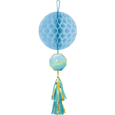 Afbeelding van Amscan Honeycomb Babyshower 75 Cm Jongens Papier Blauw/goud