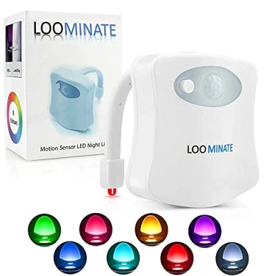 Afbeelding van The Loominate toiletnachtlampje met leds verbeterde versie hoogwaardig bewegingssensor 8 kleuren &amp; kleurverandering geschikt voor alle toiletten eenvoudige installatie