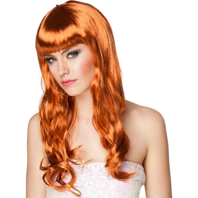 Afbeelding van Boland Pruik Chique koper Bruin Golvend Lang Vrouwen Glitter and Glamour