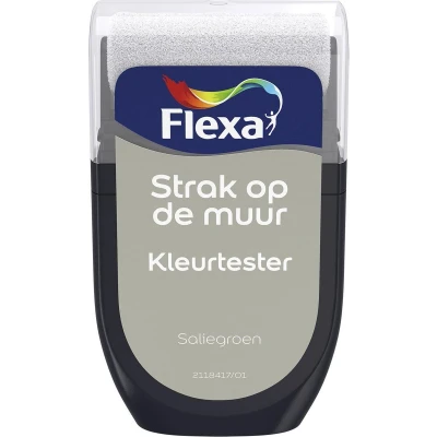 Afbeelding van flexa strak op de muur binnen mat tester saliegroen 30 ml