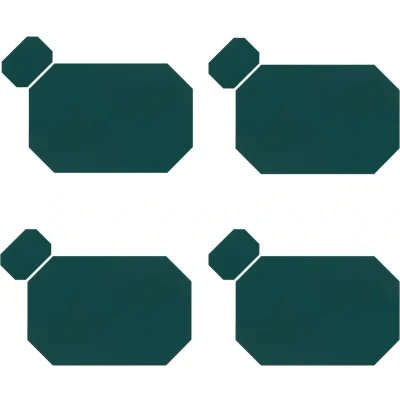 Afbeelding van Krumble Placemat achthoekig + onderzetter PU Leder Groen Set van 4