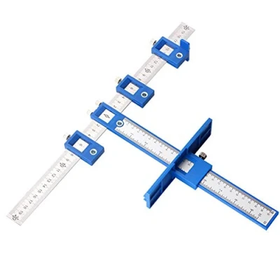 Afbeelding van kast Hardware Jig, schuiflade, verstelbare kast, Drill Punch Locator, instelbare boorsjabloon, afneembaar, met opbergtas, voor ladegrepen, kasten