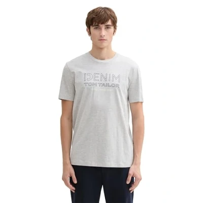 Afbeelding van TOM TAILOR Denim Heren T shirt, 15398 Light Stone Grey Melange, XL