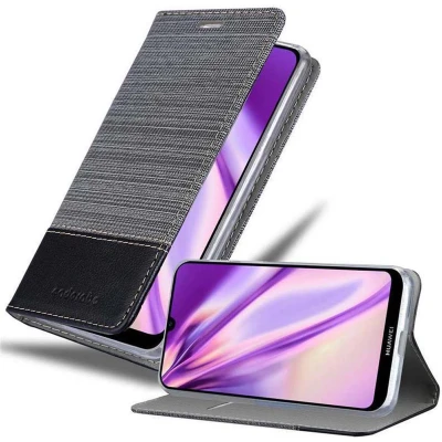 Afbeelding van Cadorabo Hoesje geschikt voor Huawei Y6 2019 in GRIJS ZWART Beschermhoes met magnetische sluiting, standfunctie en kaartvakje Book Case Cover Etui