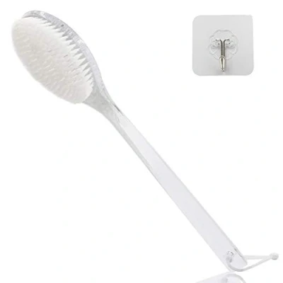 Afbeelding van Mczcent Body Brush Droog borstelen Terug Scrubber met gebogen Plastic Lange Handvat Bad Douche Borstel Droge Huid Exfoliërende Cellulite voor Mannen en Vrouwen (Transparant Handvat)