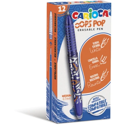 Afbeelding van Carioca gelroller Oops Pop, medium, uitwisbaar, doos van 12 stuks, blauw