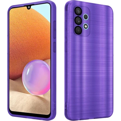 Afbeelding van Cadorabo Hoesje geschikt voor Samsung Galaxy A32 5G in Brushed Paars Beschermhoes Case Cover van flexibel TPU silicone design