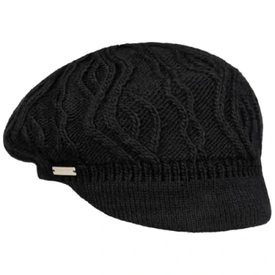Afbeelding van Seeberger Annelie Knit Newsboy Cap Dames , Zwart, 6 3/4 7 1/2