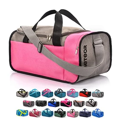 Afbeelding van sporttas gymtas holdall mannen vrouwen duffel schouder fitness tas zwembad reizen vakantie riem sport cabine bagage weekender nacht camping kleine 20L grote 40L (20 L, Grijs/Roze)