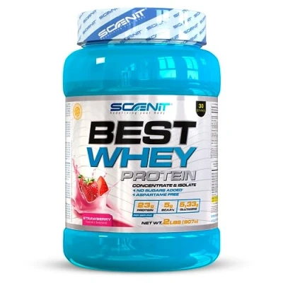 Afbeelding van Best Whey proteïne, 100% wei proteïne voor spieropbouw, eiwitten spiermassa, met aminozuren, + isolaatproteïnen, 908 g (aardbei room)