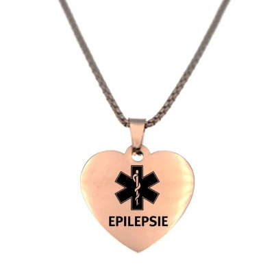 Afbeelding van Ketting Hart RVS Rosegoud Epilepsie