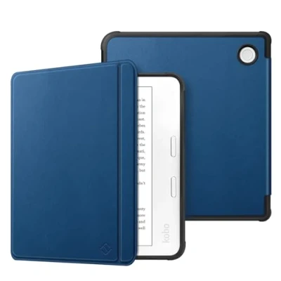 Afbeelding van Fintie Hoes voor Tolino Vision Color (2024) / Kobo Libra 7 inch eReader Superlicht Soft TPU Achterkant Cover Beschermhoes met Auto Sleep Waak en Magneetsluiting, Blauw