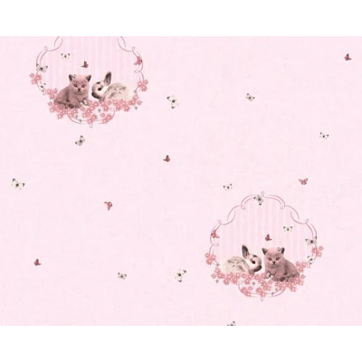 Afbeelding van AS Creation Little Stars 35564 1 Roze / Bont