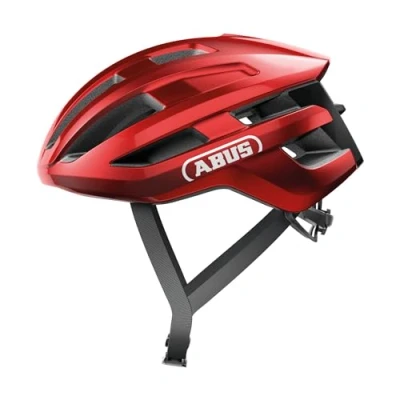 Afbeelding van ABUS PowerDome racefietshelm lichte fietshelm met slim ventilatiesysteem en aerodynamisch profiel Made in Italy voor dames heren Rood, maat M